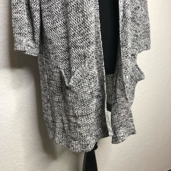 Torrid black white gray open knit long open front cardigan size 3 or 3X - Picture 3 of 14